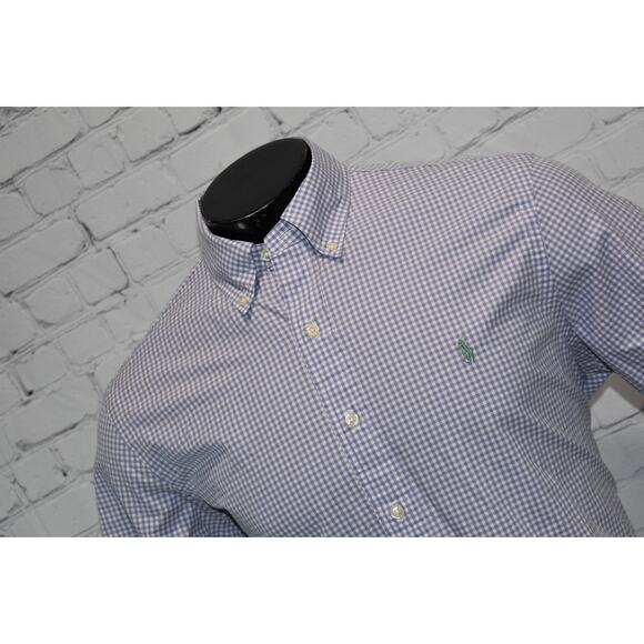 Polo Ralph Lauren Shirt Mens Size Large Purple Plaids Dress Button Up Cotton - Picture 1 of 5